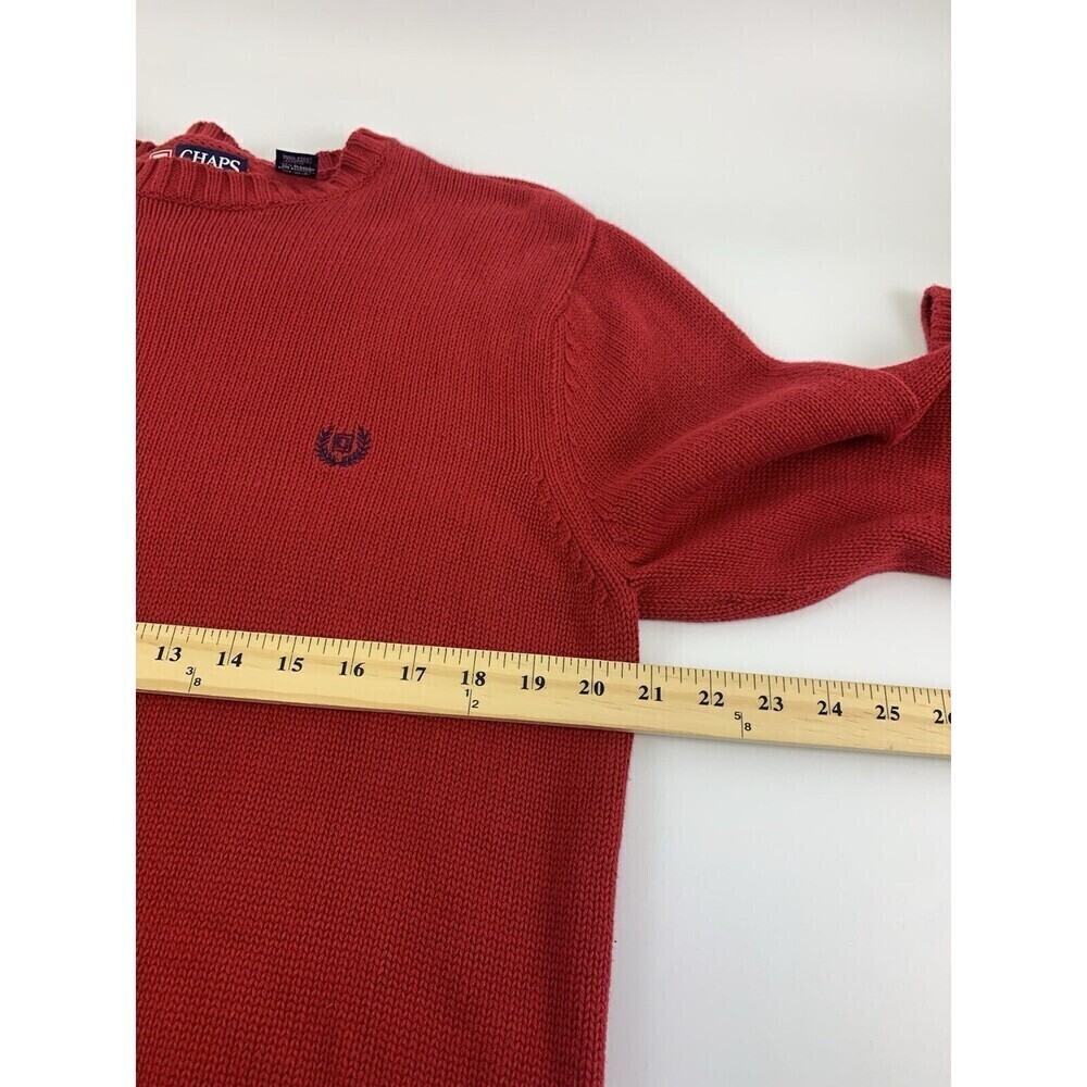BOGO Chaps Ralph Lauren Red Crewneck Sweater Cotton Pullover Ribbed Hem Mens L - Picture 10 of 11